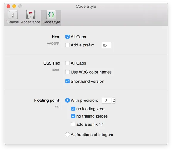 Preferences: Code Style